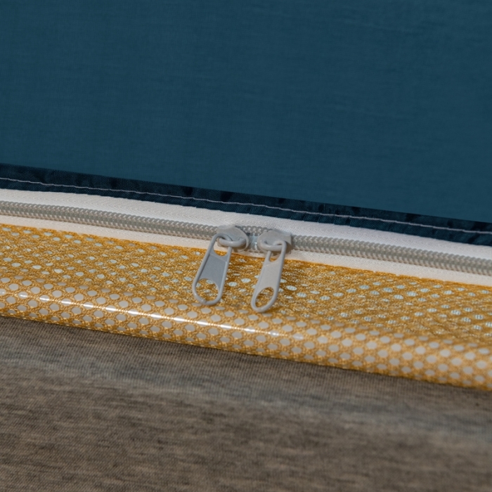 91家纺网 家纺一手货源 找家纺 青竹苑 2023新款双门全底外穿坐床式蚊帐儿童防摔防蚊拉链方帐 简约蓝