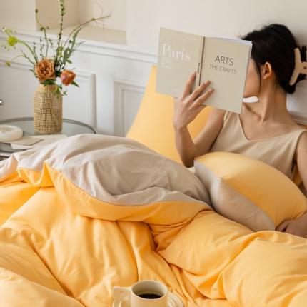 91家纺网 家纺一手货源 找家纺 （总）风向标家纺 2023新款A类云感全棉双拼针织棉四件套