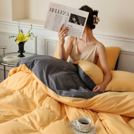 91家纺网 家纺一手货源 找家纺 （总）风向标家纺 2023新款A类云感全棉双拼针织棉四件套