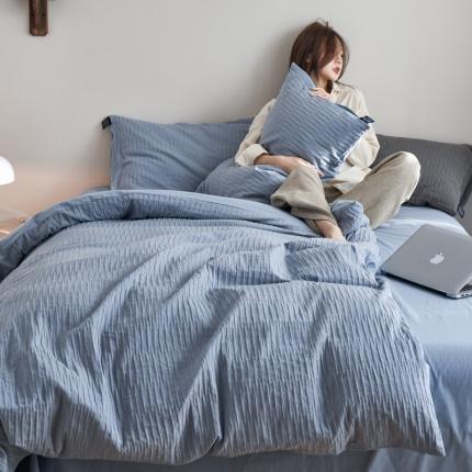 91家纺网 家纺一手货源 找家纺 （总）风向标家纺 2023新款泡泡纱水洗立体提花全棉四件套