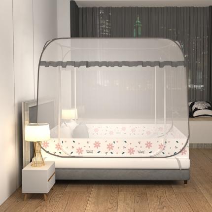 91家纺网 家纺一手货源 找家纺 青竹苑 2023新款大方顶魔术蚊帐加大双开门免安装稳固全包围全底蚊帐 初恋粉