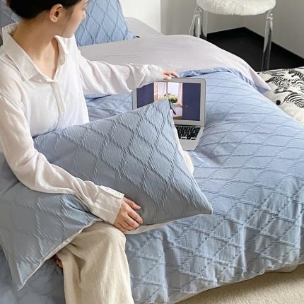 91家纺网 家纺一手货源 找家纺 （总）风向标家纺 2023新款40s水波纹提花水洗棉四件套