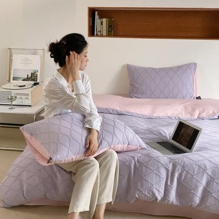 91家纺网 家纺一手货源 找家纺 （总）风向标家纺 2023新款40s水波纹提花水洗棉四件套