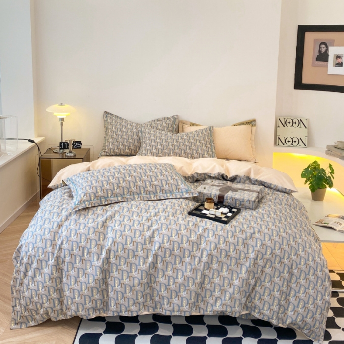 91家纺网 家纺一手货源 找家纺 棉生活 2022新款全棉铂金棉小资系列四件套 迪尼灰