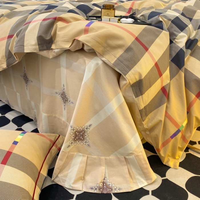 91家纺网 家纺一手货源 找家纺 棉生活 2022新款全棉铂金棉小资系列四件套 雅奢格