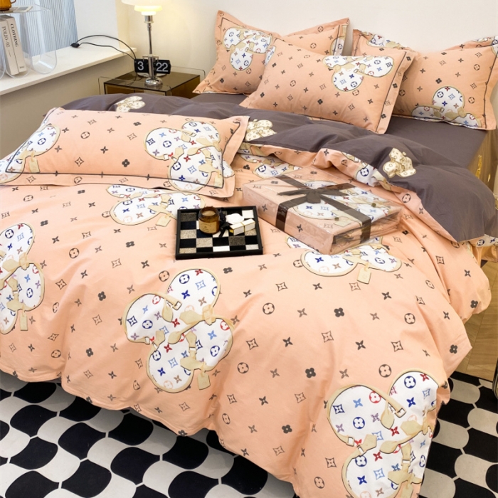 91家纺网 家纺一手货源 找家纺 棉生活 2022新款全棉铂金棉小资系列四件套 温情贵族粉