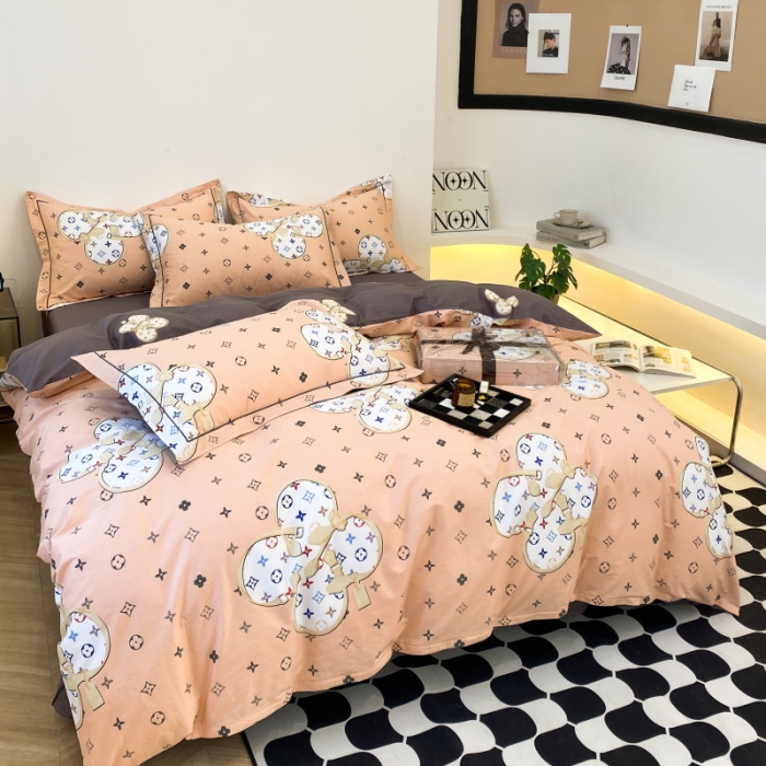 91家纺网 家纺一手货源 找家纺 棉生活 2022新款全棉铂金棉小资系列四件套 温情贵族粉