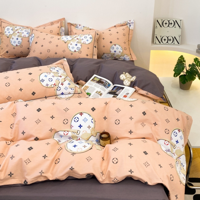 91家纺网 家纺一手货源 找家纺 棉生活 2022新款全棉铂金棉小资系列四件套 温情贵族粉