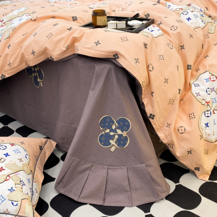 91家纺网 家纺一手货源 找家纺 棉生活 2022新款全棉铂金棉小资系列四件套 温情贵族粉