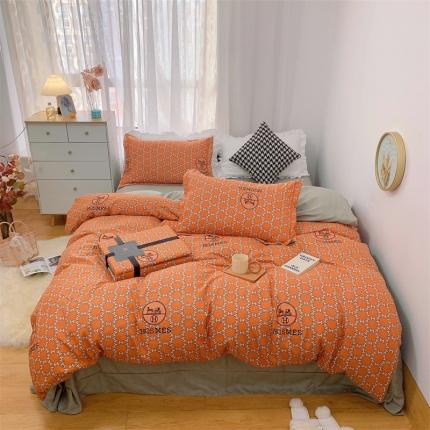 91家纺网 家纺一手货源 找家纺 （总）庭笙 新款匹马棉丝带款臻品磨毛印花四件套