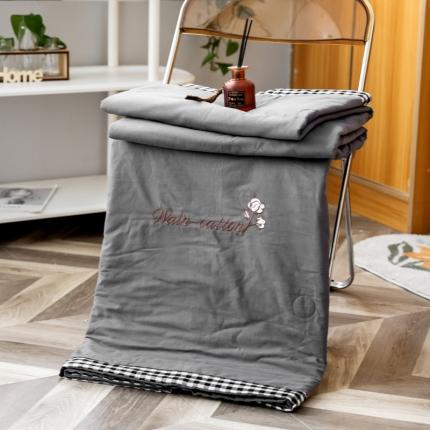 91家纺网 家纺一手货源 找家纺 鸣升 新款棋盘格全棉水洗棉棉花夏凉被四件套 棋盘格-暗灰