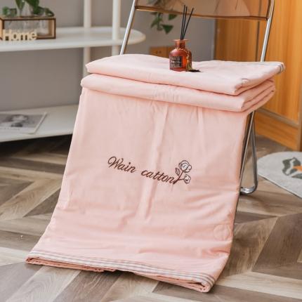 鸣升 新款棋盘格全棉水洗棉棉花夏凉被四件套 棋盘格-浅粉