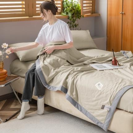 鸣升 新款全棉纯色水洗棉棉花夏凉被夏被空调被 浅驼