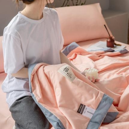 鸣升 新款全棉纯色水洗棉棉花夏凉被夏被空调被 浅粉