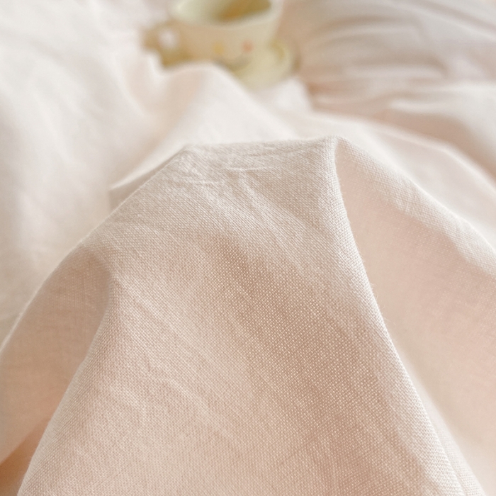 91家纺网 家纺一手货源 找家纺 安力森/诚臻酒店用品 2023新款纯色双拼简约水洗棉四件套 粉芝士双拼