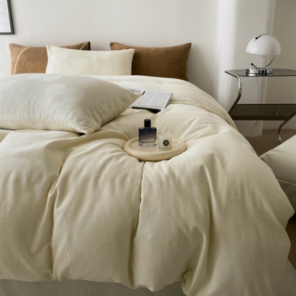 91家纺网 家纺一手货源 找家纺 奥汀洛2024A类小红书全棉水洗棉提花四件套