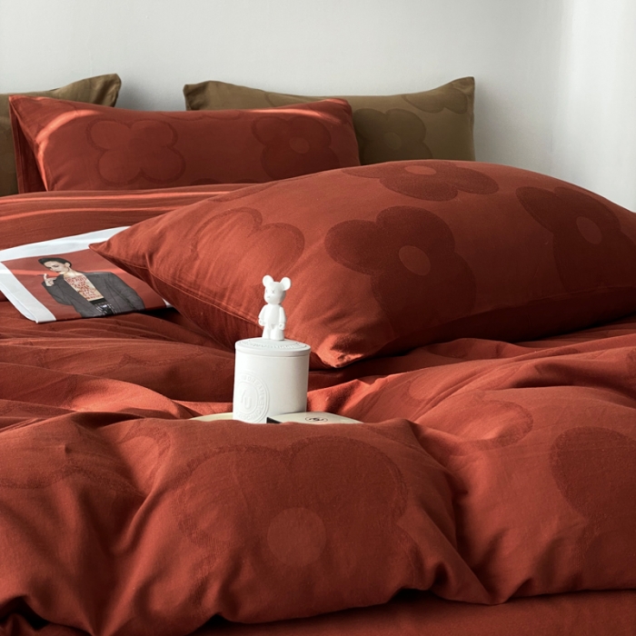 91家纺网 家纺一手货源 找家纺 奥汀洛2024A类小红书全棉水洗棉提花四件套