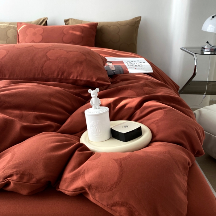 91家纺网 家纺一手货源 找家纺 奥汀洛2024A类小红书全棉水洗棉提花四件套