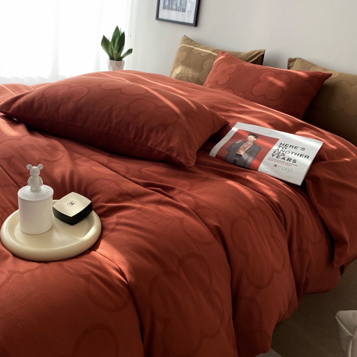 91家纺网 家纺一手货源 找家纺 奥汀洛2024A类小红书全棉水洗棉提花四件套