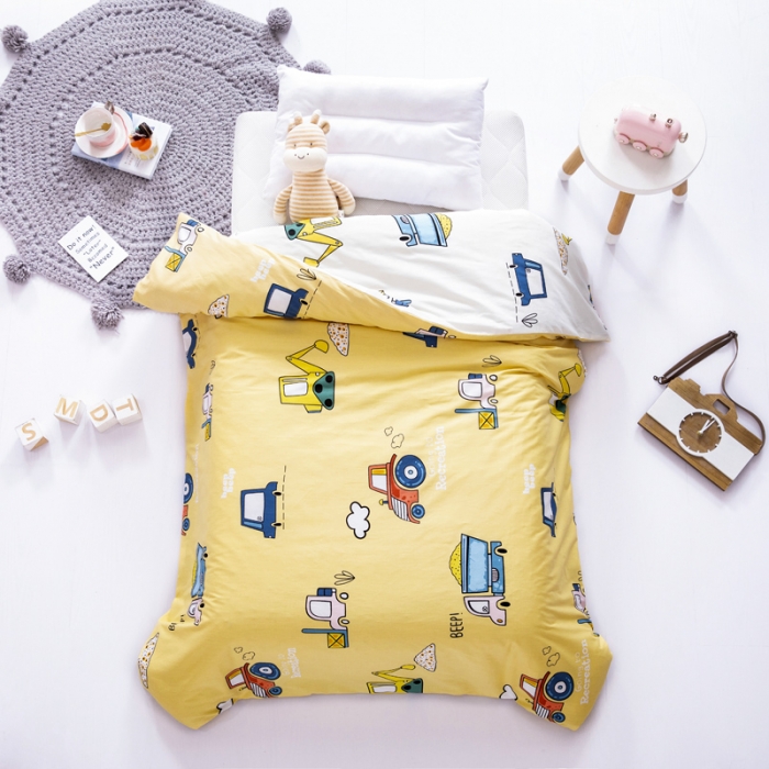 91家纺网 家纺一手货源 找家纺 鱼宝 2022新款全棉幼儿园婴童套件多件套工程小分队