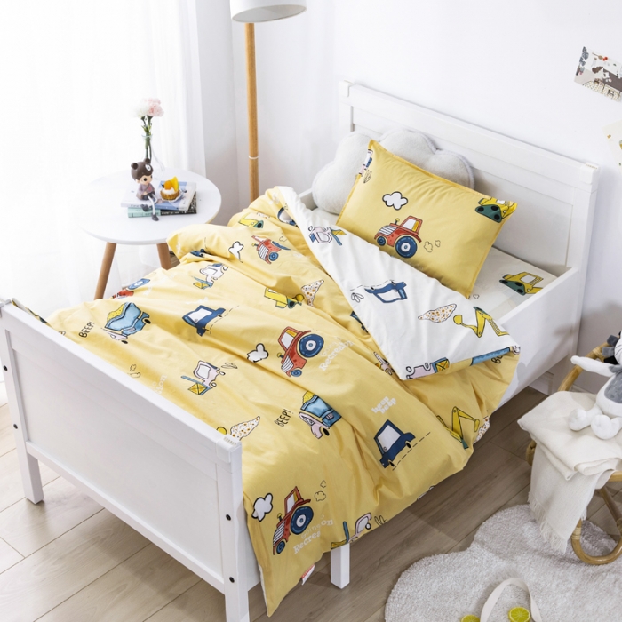 91家纺网 家纺一手货源 找家纺 鱼宝 2022新款全棉幼儿园婴童套件多件套工程小分队