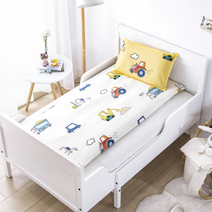 91家纺网 家纺一手货源 找家纺 鱼宝 2022新款全棉幼儿园婴童套件多件套工程小分队