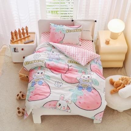 91家纺网 家纺一手货源 找家纺 鱼宝 2022新款全棉幼儿园婴童套件多件套花园小兔新