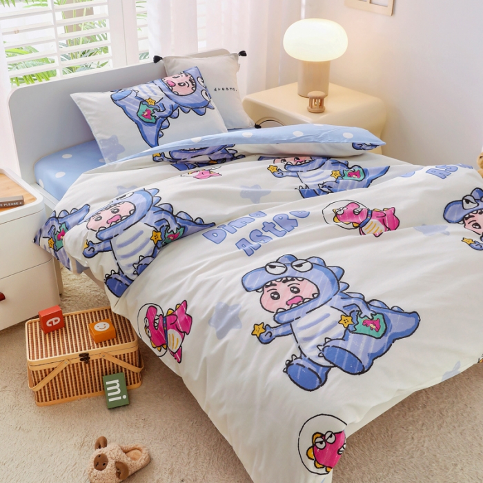 91家纺网 家纺一手货源 找家纺 鱼宝 2022新款全棉幼儿园婴童套件多件套恐龙小新新