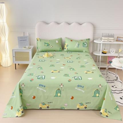 91家纺网 家纺一手货源 找家纺 金丝鸟 2023新款全棉纯棉印花系列单品床单 汽车小恐龙