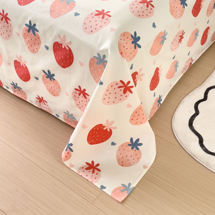 91家纺网 家纺一手货源 找家纺 金丝鸟 2023新款全棉纯棉印花系列单品床单 草莓园