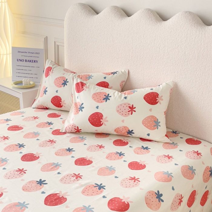 91家纺网 家纺一手货源 找家纺 金丝鸟 2023新款全棉纯棉印花系列单品床单 草莓园