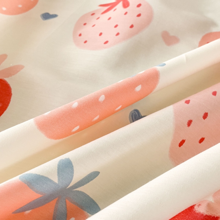 91家纺网 家纺一手货源 找家纺 金丝鸟 2023新款全棉纯棉印花系列单品床单 草莓园