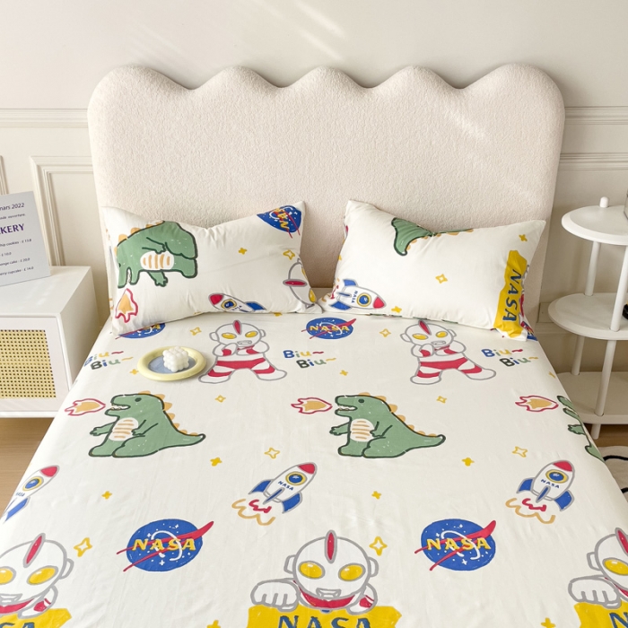 91家纺网 家纺一手货源 找家纺 金丝鸟 2023新款全棉纯棉印花系列单品床单 打怪兽