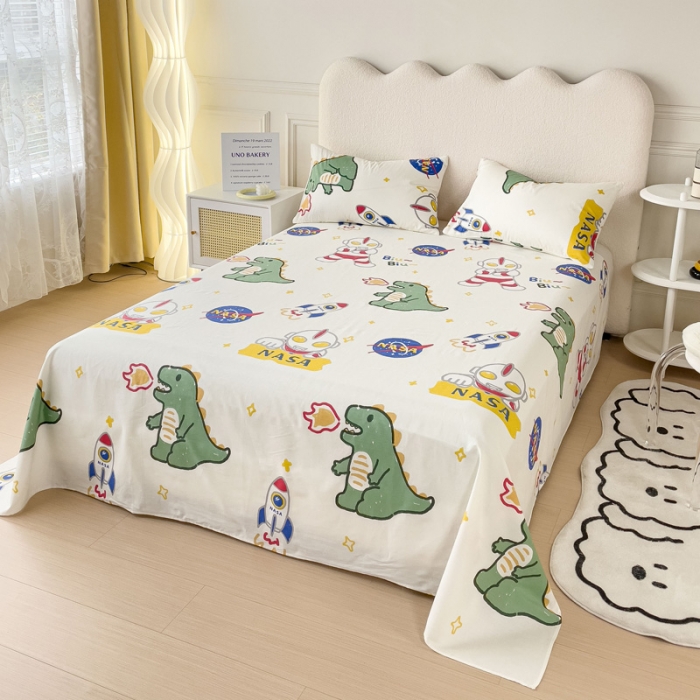 91家纺网 家纺一手货源 找家纺 金丝鸟 2023新款全棉纯棉印花系列单品床单 打怪兽