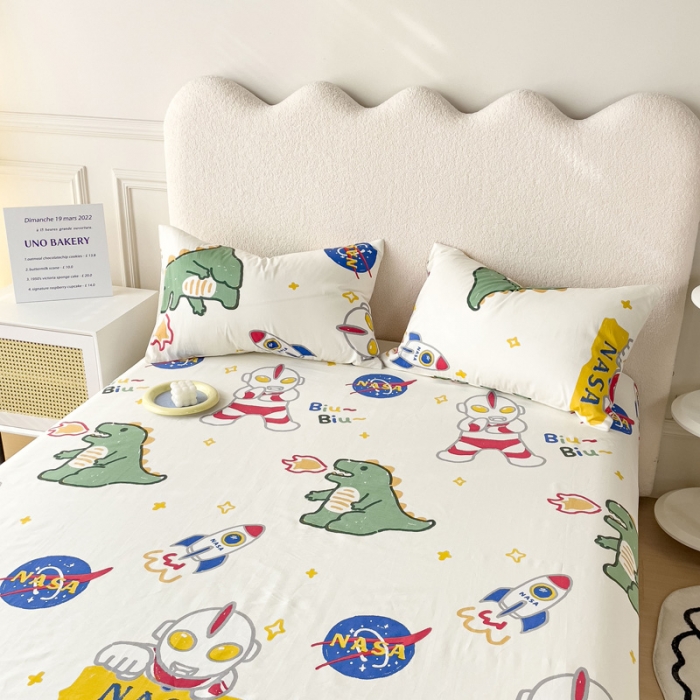 91家纺网 家纺一手货源 找家纺 金丝鸟 2023新款全棉纯棉印花系列单品床单 打怪兽