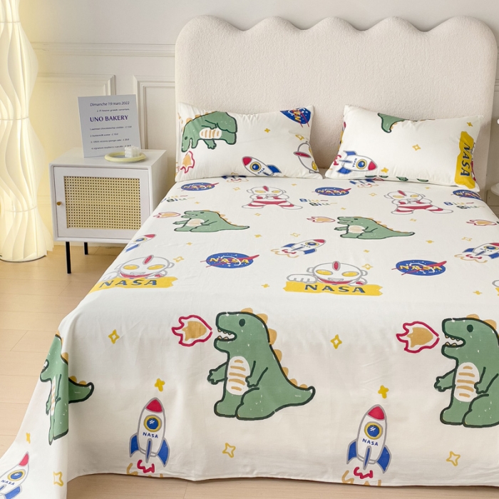 91家纺网 家纺一手货源 找家纺 金丝鸟 2023新款全棉纯棉印花系列单品床单 打怪兽