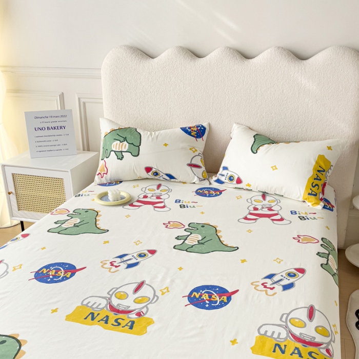 91家纺网 家纺一手货源 找家纺 金丝鸟 2023新款全棉纯棉印花系列单品床单 打怪兽