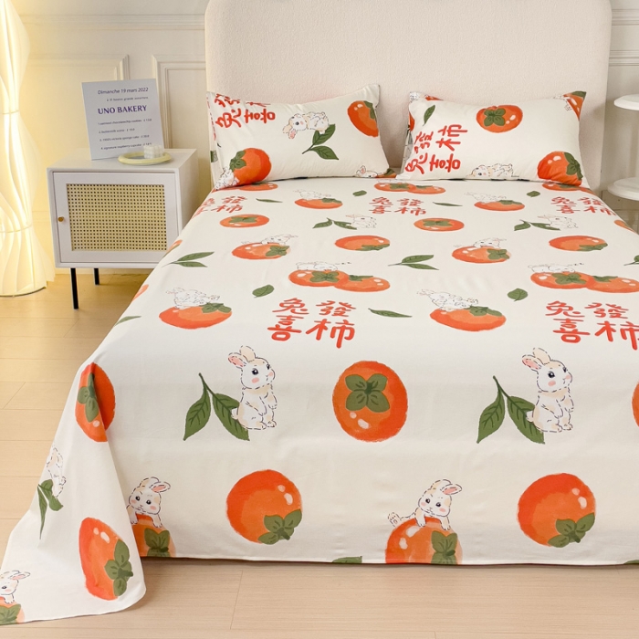 91家纺网 家纺一手货源 找家纺 金丝鸟 2023新款全棉纯棉印花系列单品床单 发财兔