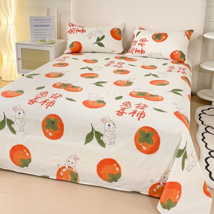 91家纺网 家纺一手货源 找家纺 金丝鸟 2023新款全棉纯棉印花系列单品床单 发财兔