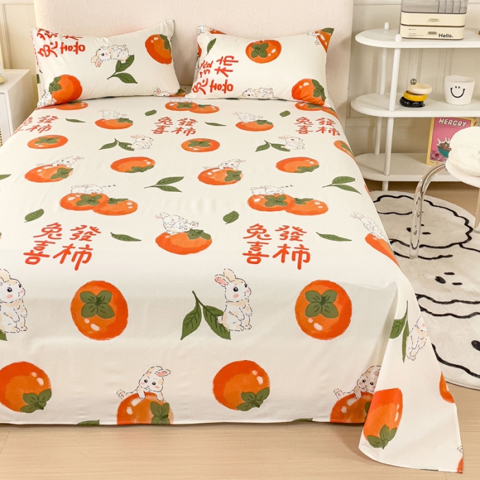 91家纺网 家纺一手货源 找家纺 金丝鸟 2023新款全棉纯棉印花系列单品床单 发财兔