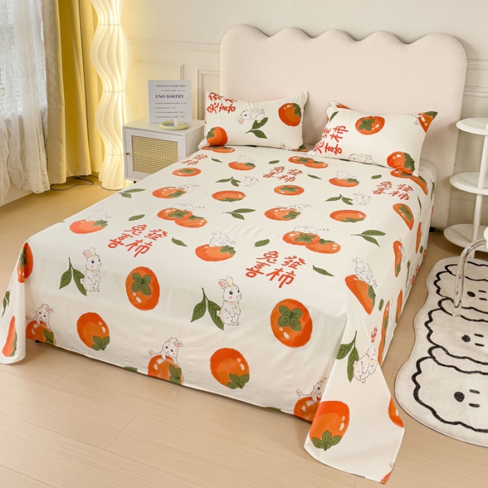 91家纺网 家纺一手货源 找家纺 金丝鸟 2023新款全棉纯棉印花系列单品床单 发财兔