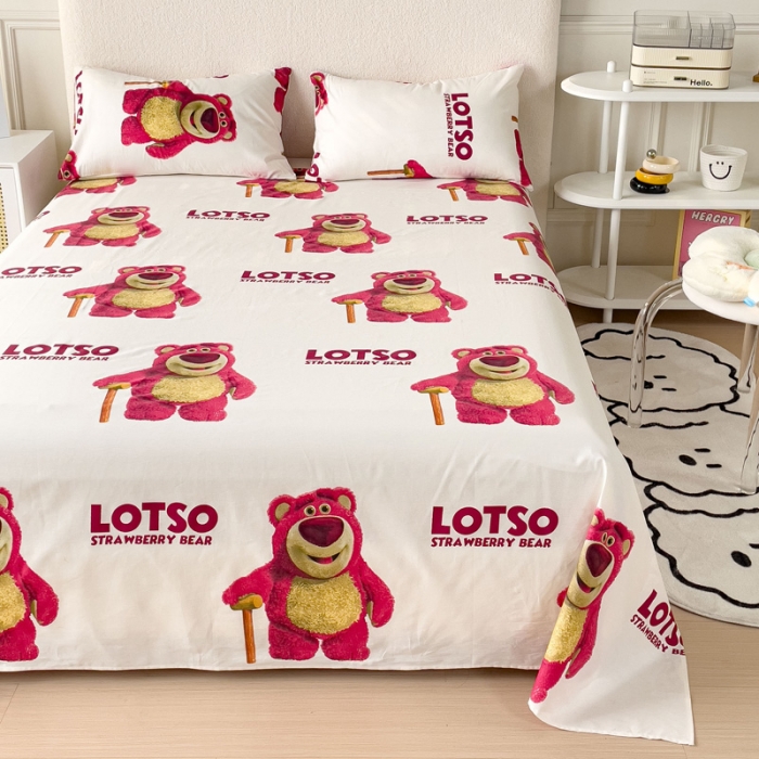 91家纺网 家纺一手货源 找家纺 金丝鸟 2023新款全棉纯棉印花系列单品床单 拐杖熊