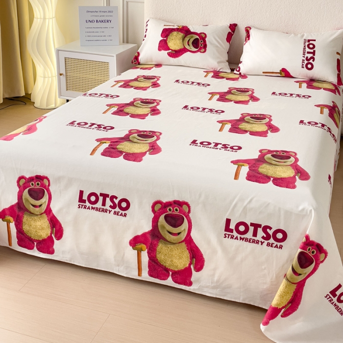 91家纺网 家纺一手货源 找家纺 金丝鸟 2023新款全棉纯棉印花系列单品床单 拐杖熊