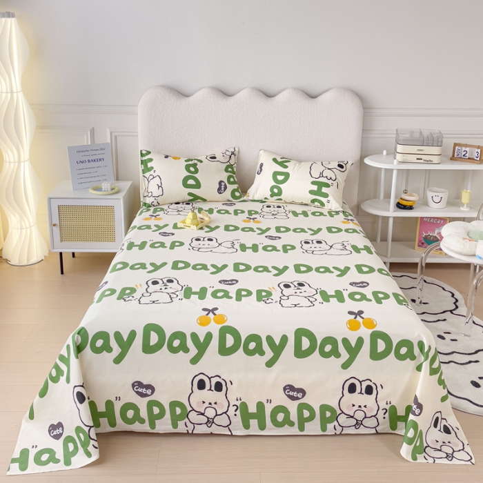 91家纺网 家纺一手货源 找家纺 金丝鸟 2023新款全棉纯棉印花系列单品床单 快乐汪兔子