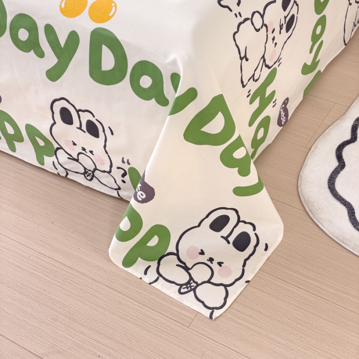 91家纺网 家纺一手货源 找家纺 金丝鸟 2023新款全棉纯棉印花系列单品床单 快乐汪兔子