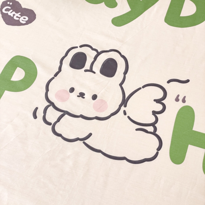 91家纺网 家纺一手货源 找家纺 金丝鸟 2023新款全棉纯棉印花系列单品床单 快乐汪兔子