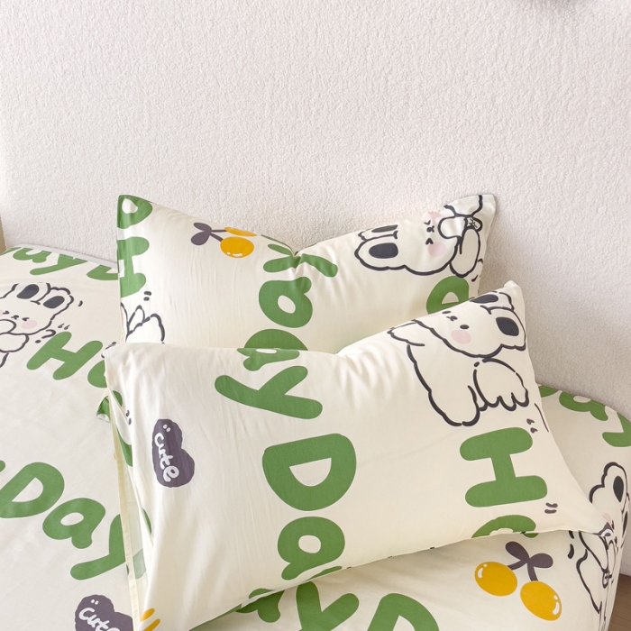 91家纺网 家纺一手货源 找家纺 金丝鸟 2023新款全棉纯棉印花系列单品床单 快乐汪兔子