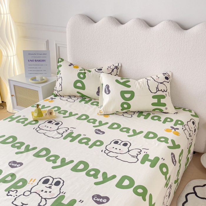 91家纺网 家纺一手货源 找家纺 金丝鸟 2023新款全棉纯棉印花系列单品床单 快乐汪兔子