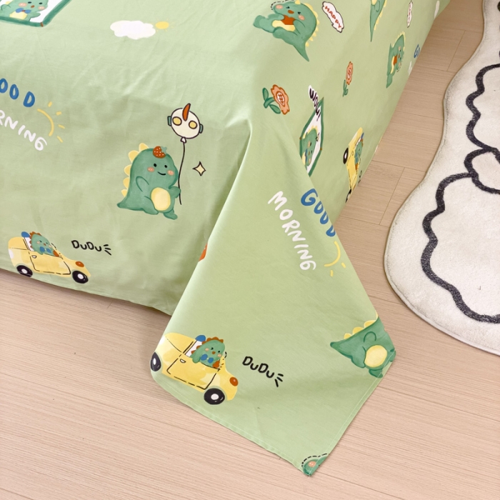 91家纺网 家纺一手货源 找家纺 金丝鸟 2023新款全棉纯棉印花系列单品床单 汽车小恐龙