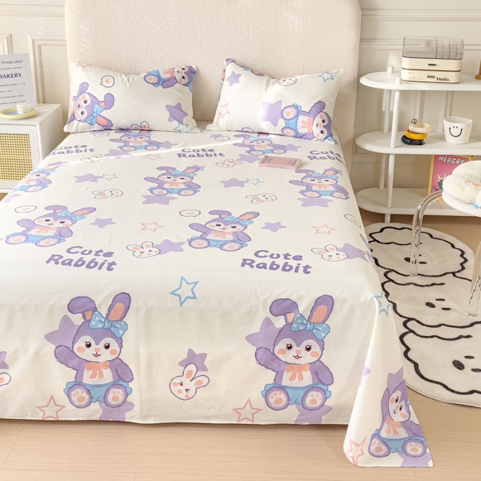 91家纺网 家纺一手货源 找家纺 金丝鸟 2023新款全棉纯棉印花系列单品床单 星黛兔